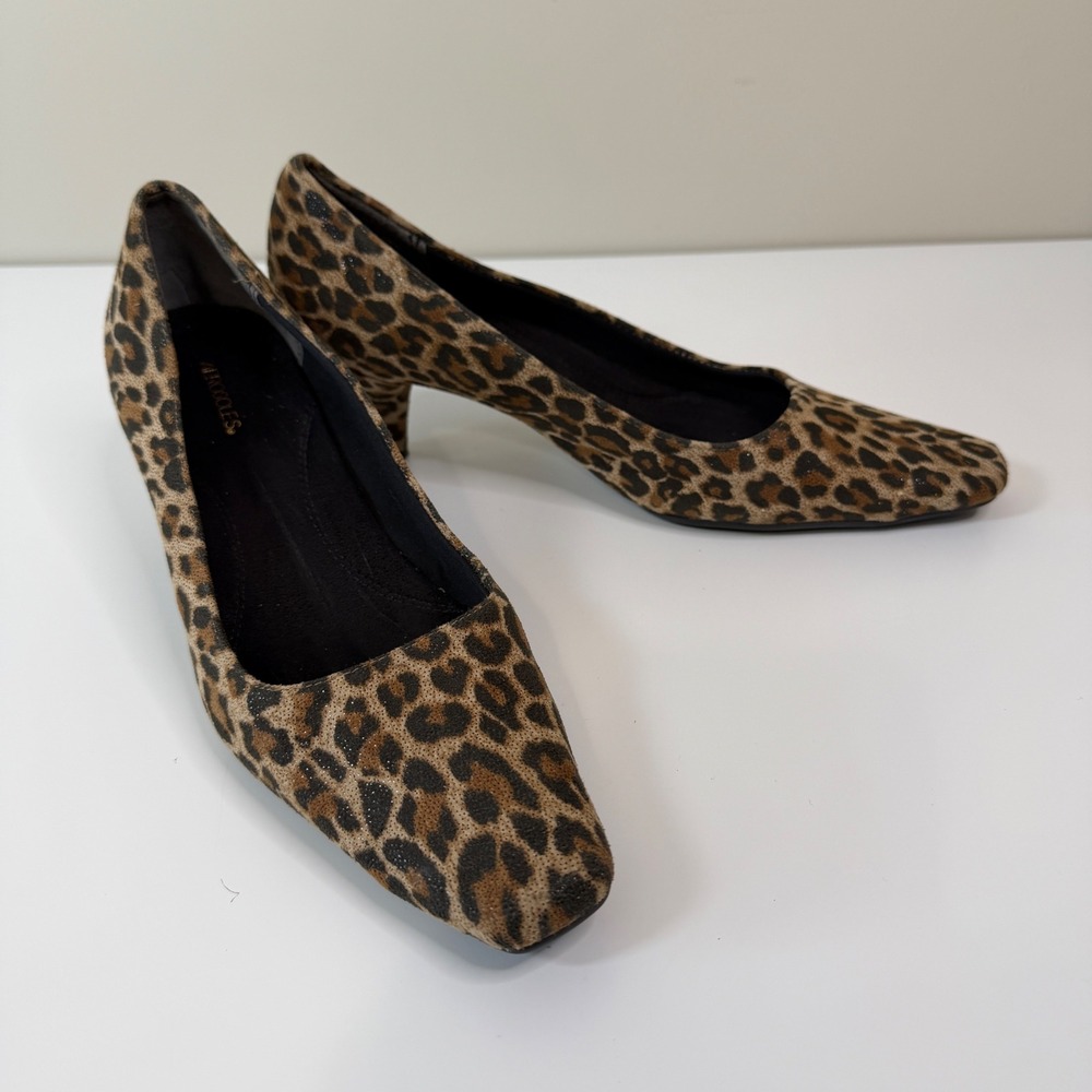 Aerosoles Leopard Print Cheerful Pump 10M Square Toe Kitten Heel Shoes